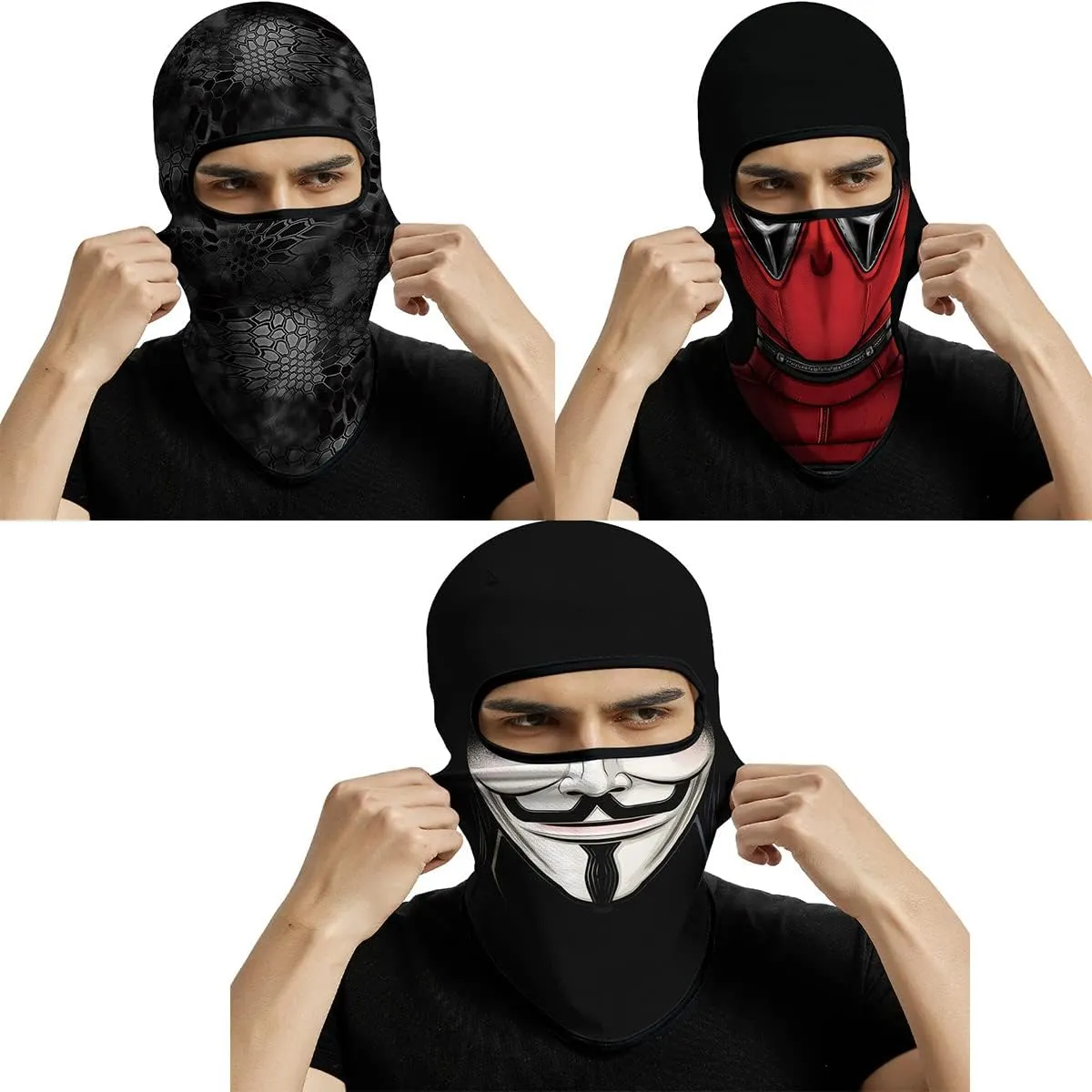 3PCS Balaclava Full Face Mask Ski Scarf Sun UV Protection Motorcycle Cycling Hood Men Women Outdoor Sports Covering