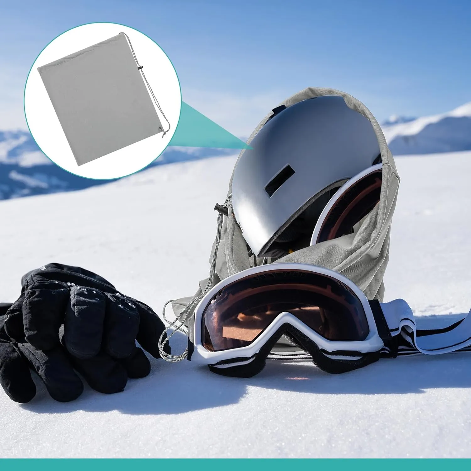 4 Pcs Helmet Bag Welding Motorcycle Hood Bag with Drawstring Locking, Microfiber Large Lightweight for Ski Riding Racing Snowmobile Dirt Bicycle Bike Fire Helmet Storage Accessories (Grey)