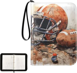 4 Pockets Trading Card Album Holder Book Folder Sports Card Binder Baseball Helmet 400 Double Side Pockets for 3 Ring Binder Zipper