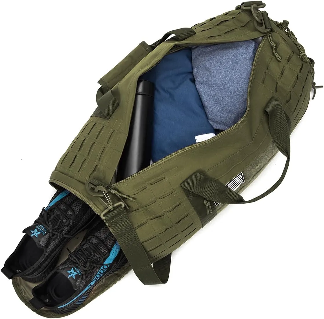 40L Sport Hunting Bag Military Tactical Fitness Hiking Duffle Bag Training Range Bag with Shoes Pocket(HB-BL67-OD)