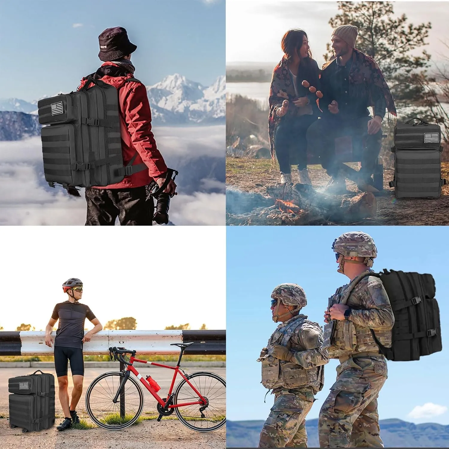 45L Army Tactical Backpack For Men,Large Military Assault Pack 3 Day Bug Out Bag For Women, Molle Daypack Camping Outdoor Mountaineering Backpacks Black Rucksack Survival