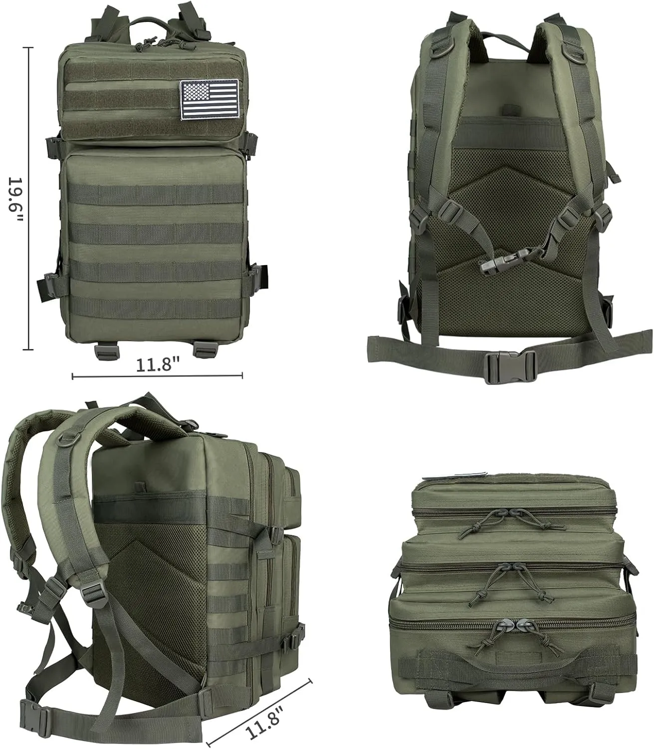 45L Large Tactical Backpack For Men Military Army Assault Pack Highland Backpacks, Molle Daypack 3 Day Bug Out Bag Hiking Camping Outdoor Rucksack,Green