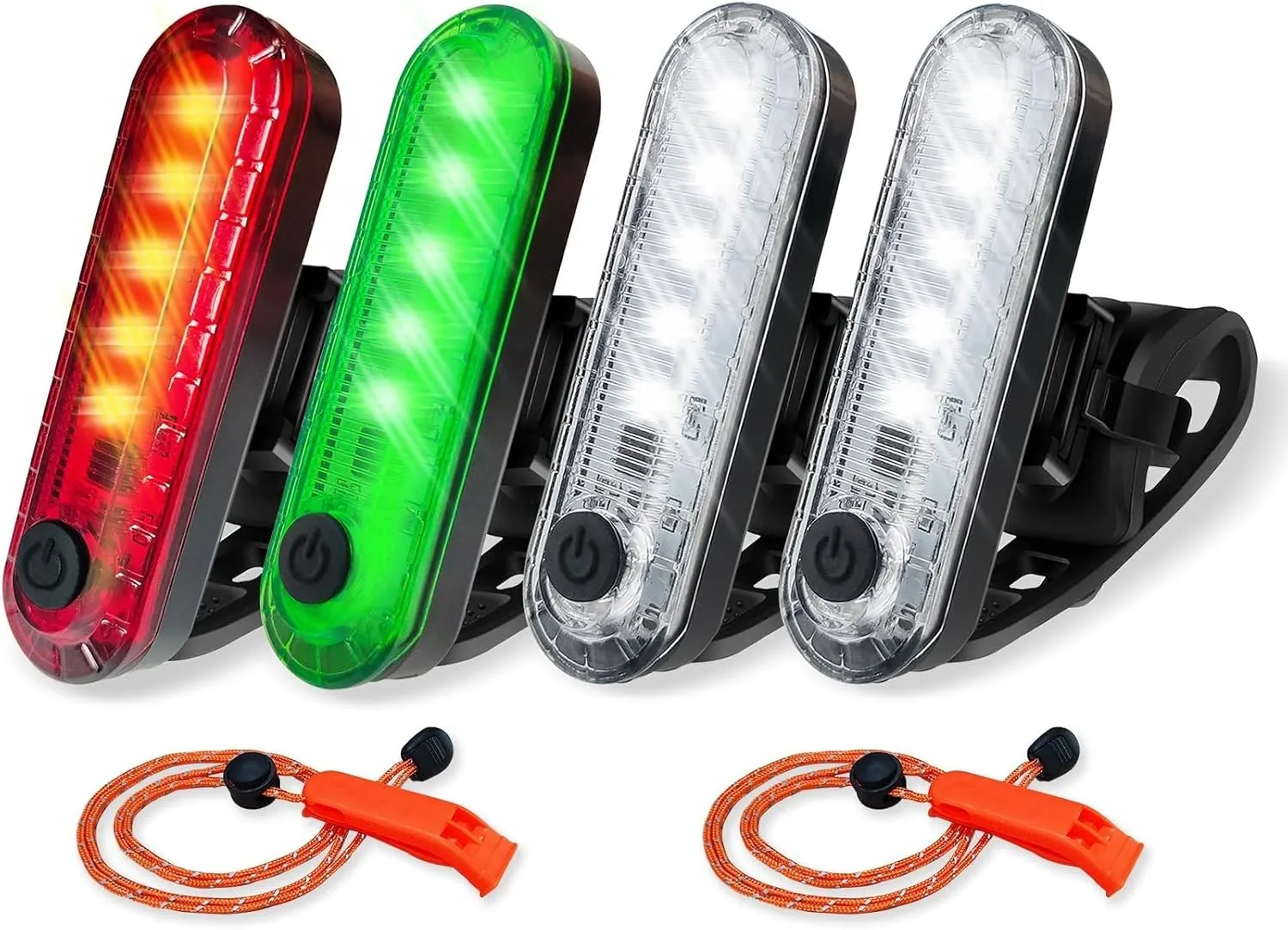 4Pack LED Navigation Lights Kit for Boat Kayak, Stern Light Battery 0perated, Easy Clip on for Night Kayaking, Boating, Canoeing, Paddle Board, Jet Ski, Dinghy, 2Pcs Safety Whistles