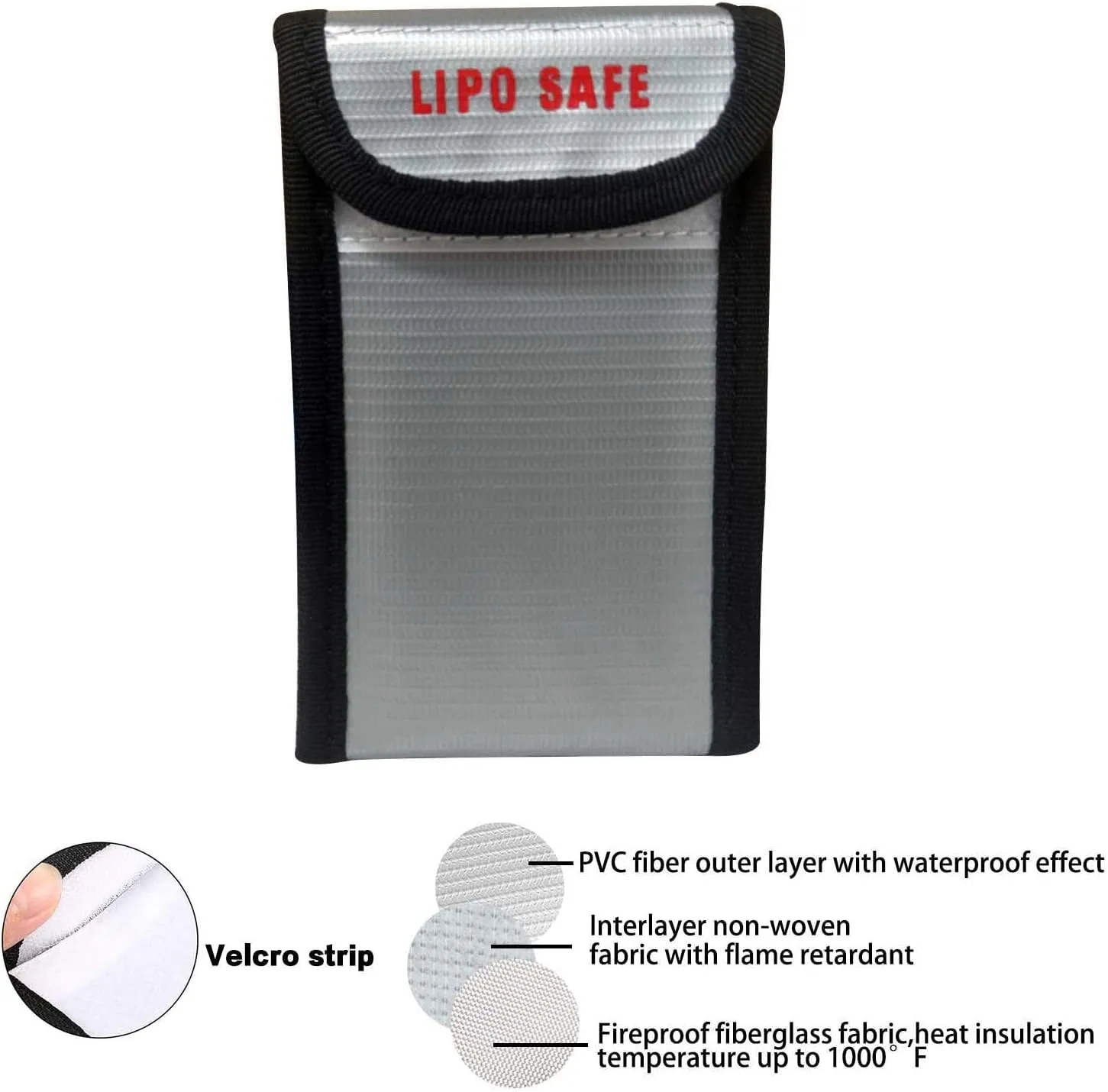4PCS 90 * 55 * 140mm Lipo Battery Safe Bag Fireproof Charging Bag for RC Lipo Battery Pack Storage Charging Transport, Home Office Travel Lipo Safe Storage Pouch