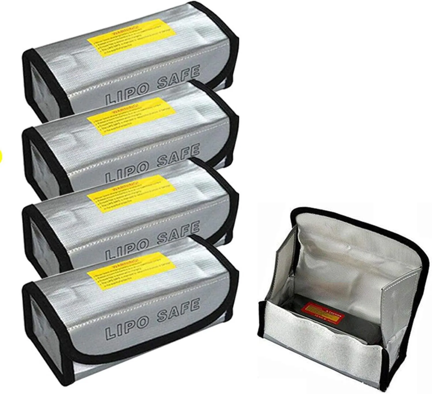 4pcs Lipo Battery Fireproof Explosion Proof Bag Storage Guard Safe Pouch 185mm…