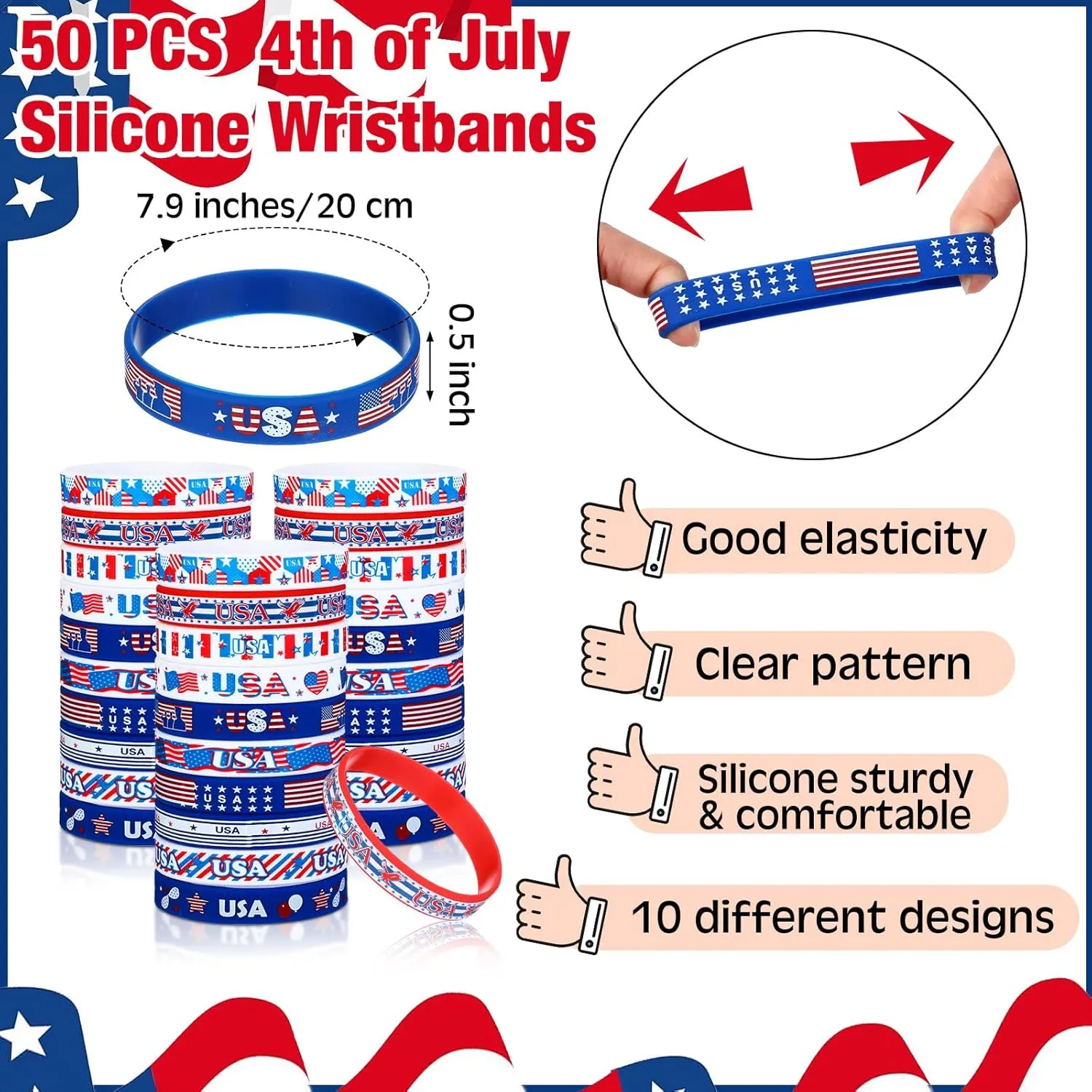 50 Sets 4th of July Party Favors Bulk Patriotic Party Favors Supplies USA Flag Keychains Bracelets Lapel Pins Ballpoint Pens Gift Bags for Independence Day Decorations Gift