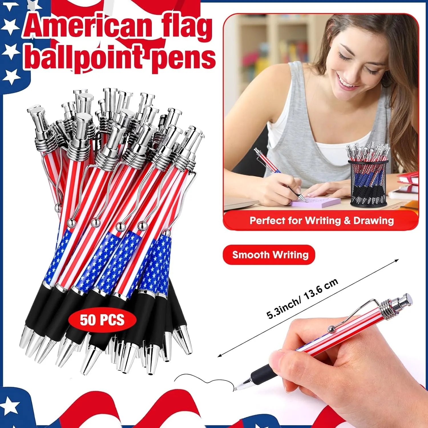 50 Sets 4th of July Party Favors Bulk Patriotic Party Favors Supplies USA Flag Keychains Bracelets Lapel Pins Ballpoint Pens Gift Bags for Independence Day Decorations Gift