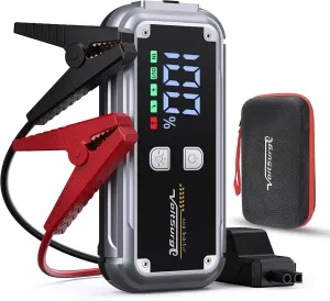 5000A Car Jump Starter, 12V Battery Jumper Starter Portable (up to All Gas 8.0L Diesel Engine) Large LCD Display Battery Charger Pack with QC3.0 and 4 LED Light Modes