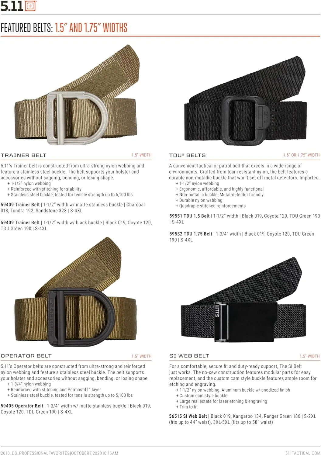 5.11 Tactical Men's 1.75 Inch TDU Belt, Fade and Fray Resistant, Style 59552