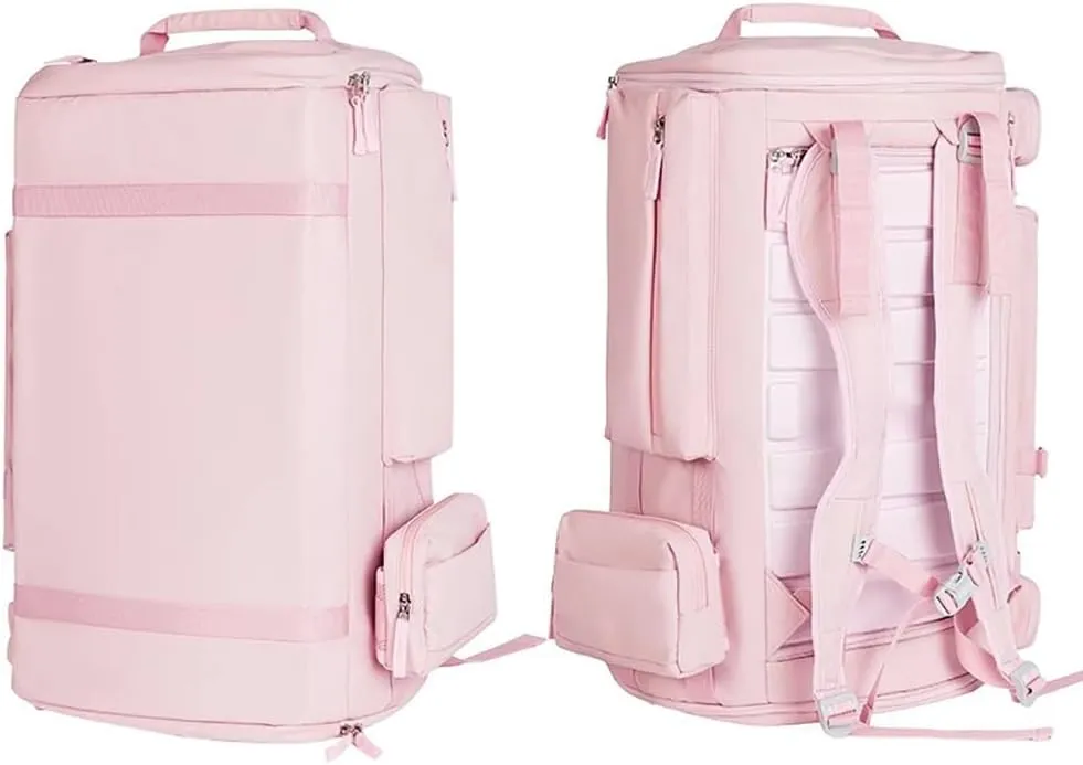55L Large Padded Ski Backpack, Travel Backpack for Skiing Gear, Professional Ski Boot Bag, Water-Resistant Backpack for Skiing, Ski Gear Bag Backpacks for Boots & Snowboard,Pink