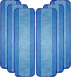 6 Pack Microfiber Cleaning Pad Mop Replacement Pad Compatible with Bona Mops - Reusable Hardwood Floor Cleaner Pads Refills Machine Washable - 18 Inch