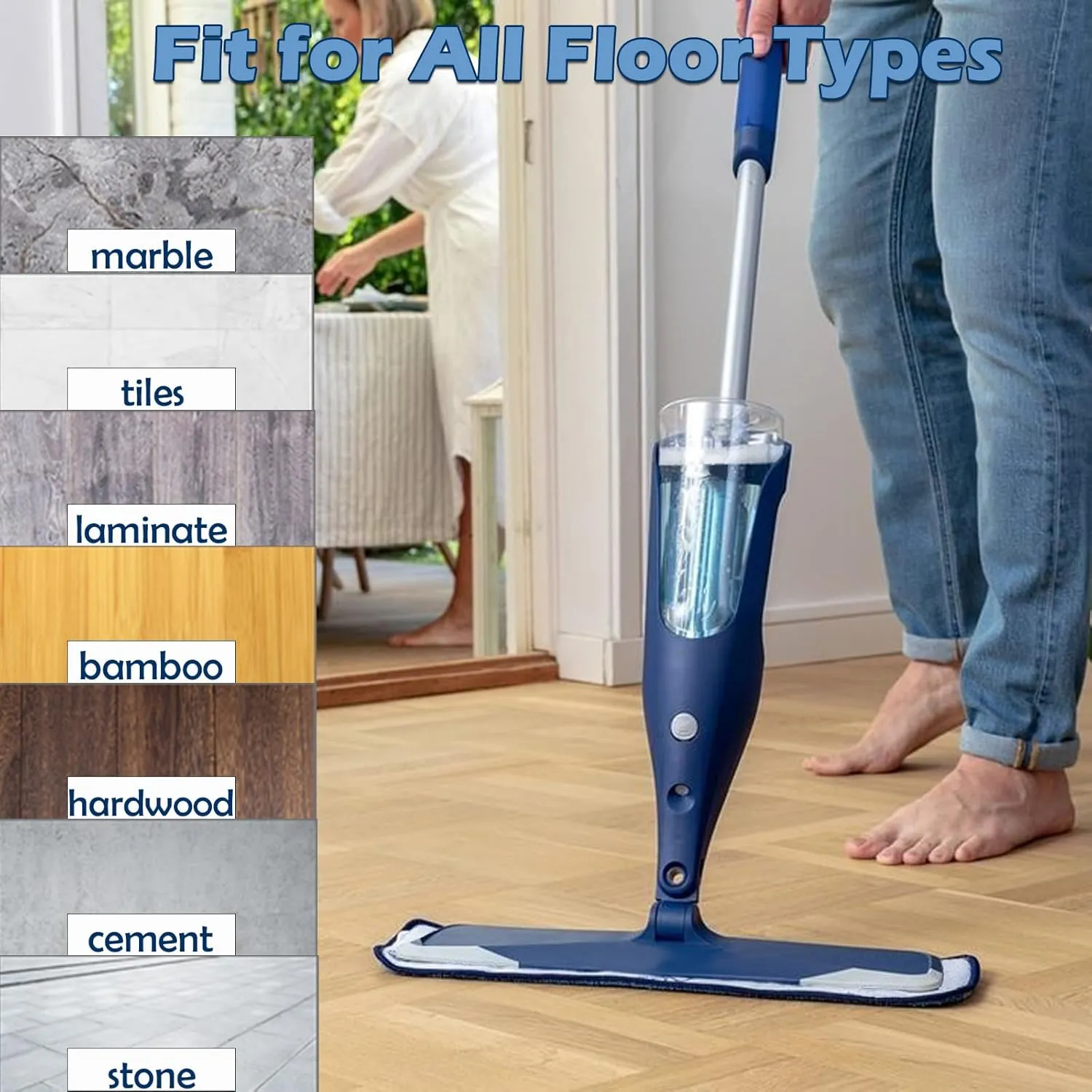 6 Pack Microfiber Cleaning Pad Mop Replacement Pad Compatible with Bona Mops - Reusable Hardwood Floor Cleaner Pads Refills Machine Washable - 18 Inch