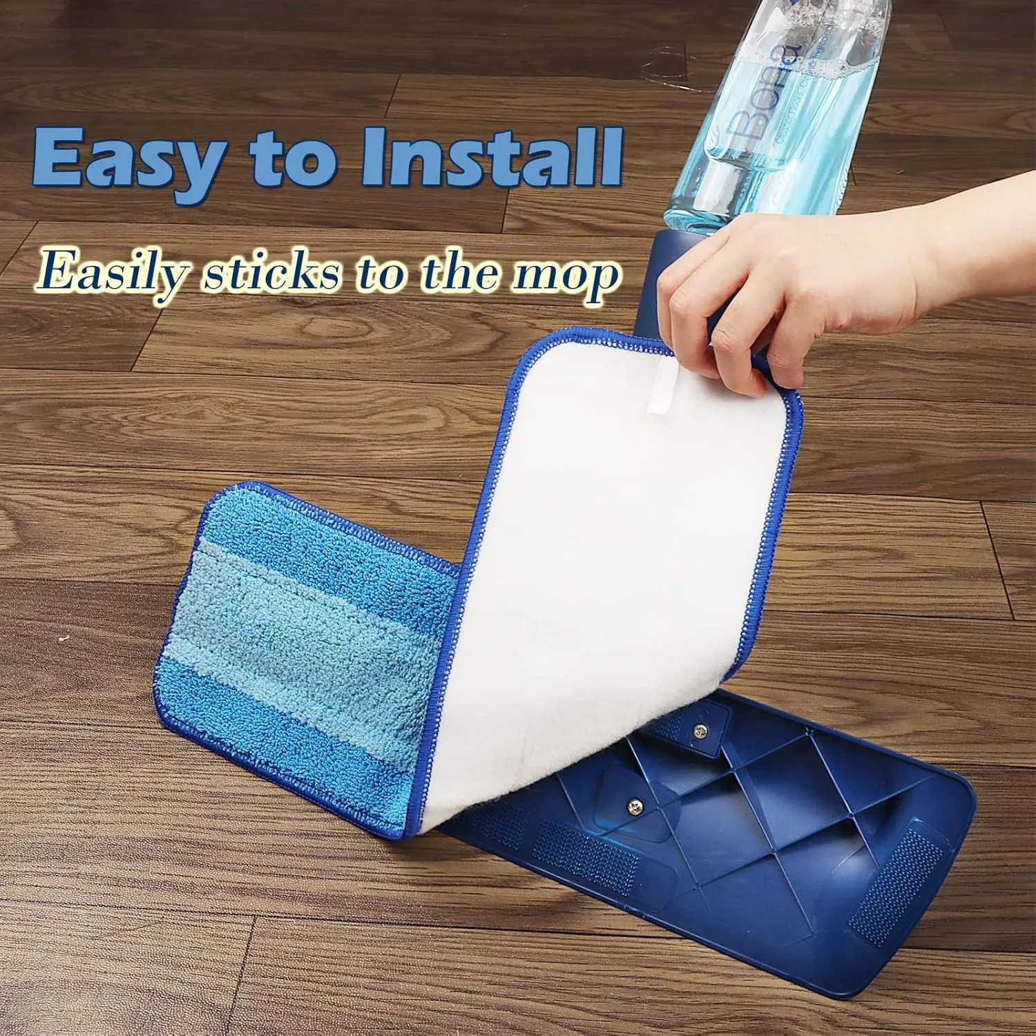 6 Pack Microfiber Cleaning Pad Mop Replacement Pad Compatible with Bona Mops - Reusable Hardwood Floor Cleaner Pads Refills Machine Washable - 18 Inch