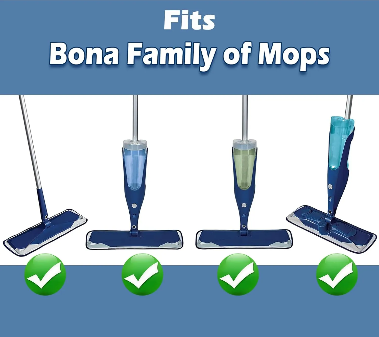 6 Pack Microfiber Cleaning Pad Mop Replacement Pad Compatible with Bona Mops - Reusable Hardwood Floor Cleaner Pads Refills Machine Washable - 18 Inch