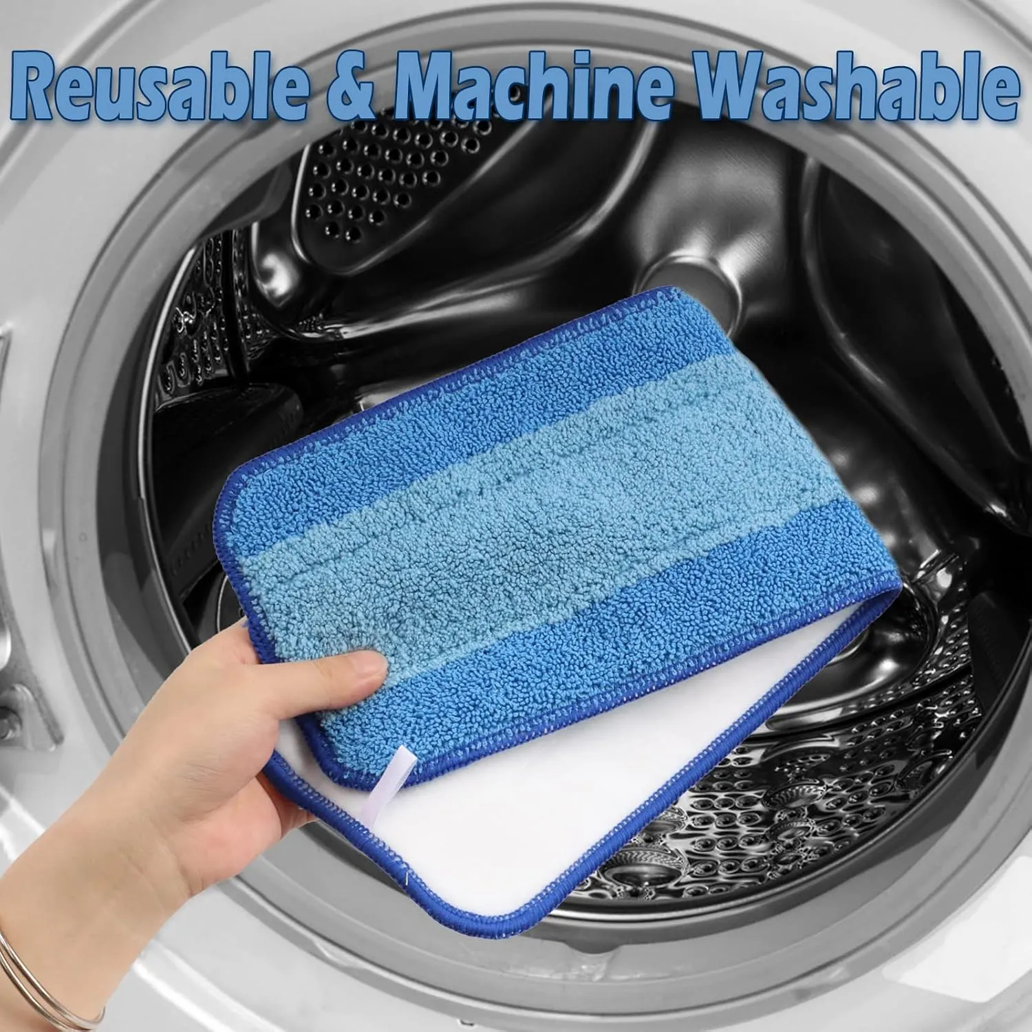 6 Pack Microfiber Cleaning Pad Mop Replacement Pad Compatible with Bona Mops - Reusable Hardwood Floor Cleaner Pads Refills Machine Washable - 18 Inch