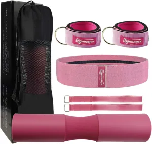 7 Pack Barbell Squat Pad for Standard Set, Barbell Pad for Hip Thrusts, 2 Gym Ankle Straps, Hip Exercise Band, 2 Squat Pad Safety Straps and Carry Bag …