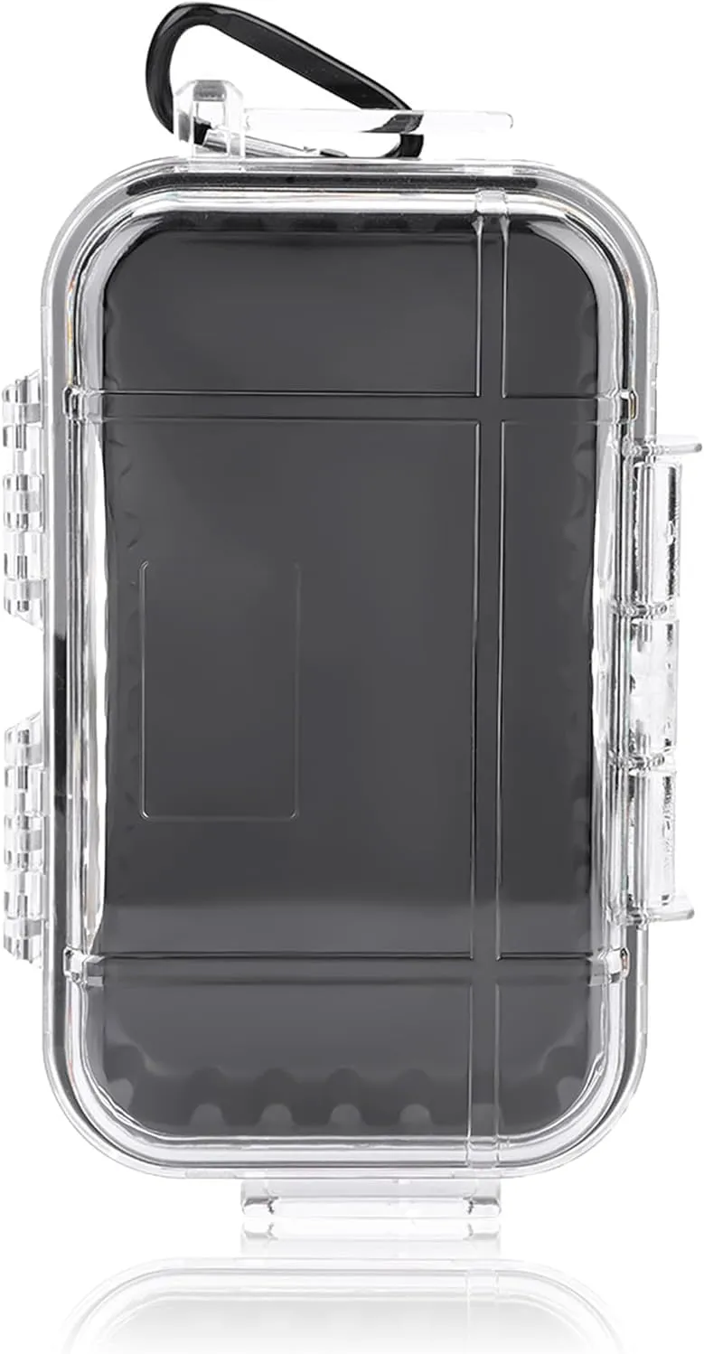 7.5 * 4.7 * 2.0in Portable Dry Box for Boat, ABS Small Water-Tight Box, Camping Storage Box with Removable Rubber Mat for Storing EDC Tools, Cell Phones and Keys