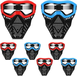 8 Pack Tactical Mask for Kids with Safety Goggles to Protect Eyes, Full Mask Eye Protection for Christmas Kids Gifts CS Airsoft Shooting Game Party
