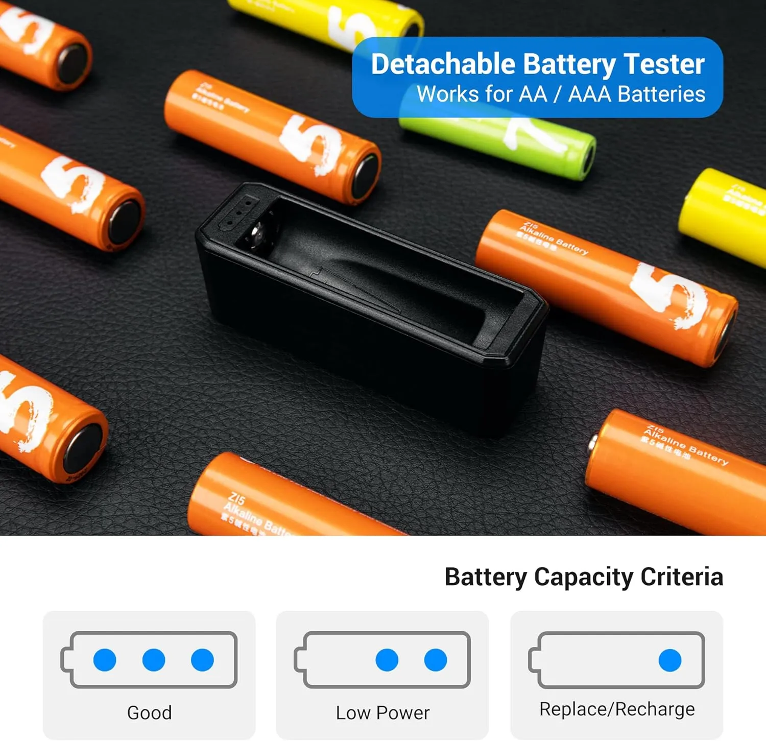 AA AAA Battery Storage Case Holder with Battery Tester, Battery Organizer Container for 8 Double A & 2 Triple A Battery, Compact and Water-Resistant