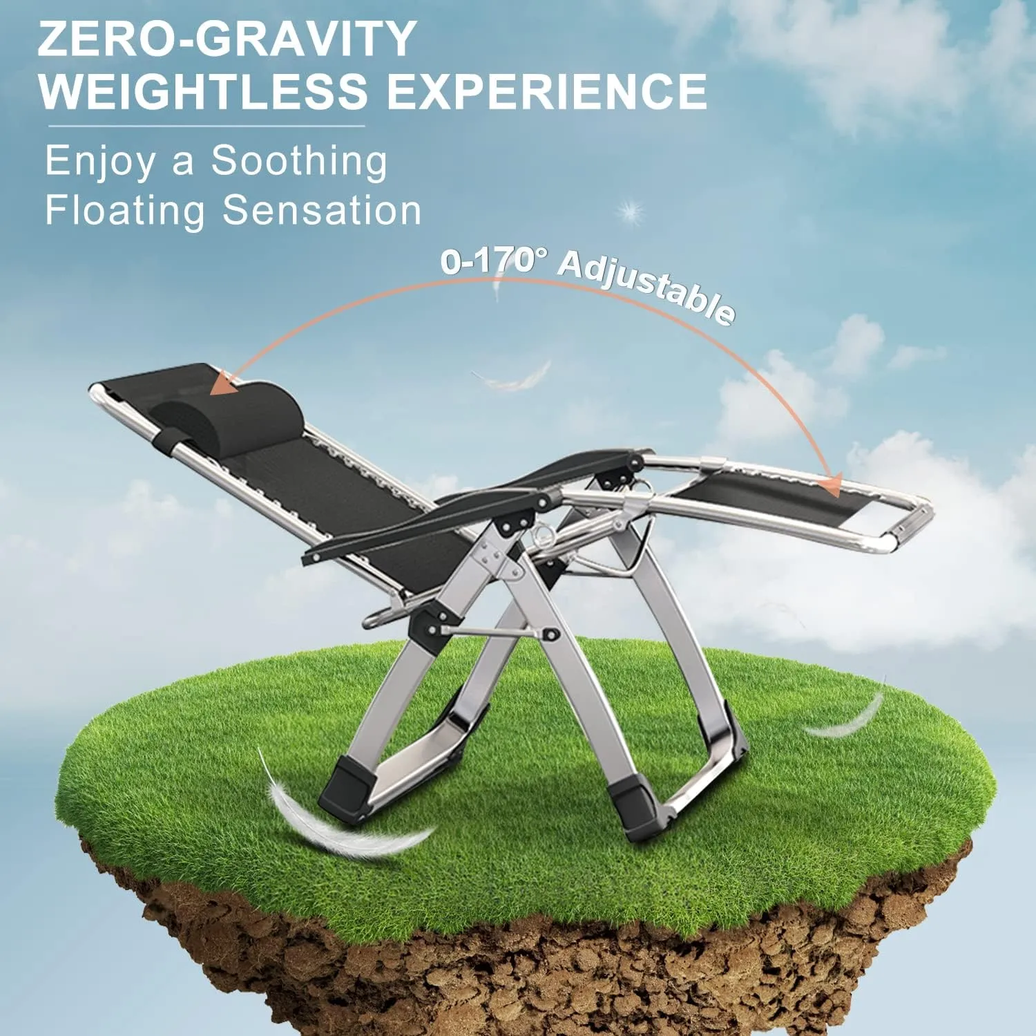 ABORON Zero Gravity Chair,Premium Outdoor Lawn Folding Lounge Chairs,Sturdy Adjustable Reclining Patio Chairs with Removable Cushion,Headrest & Tray