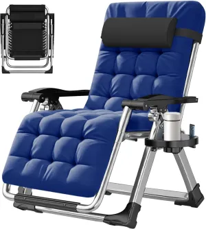 ABORON Zero Gravity Chair,Premium Outdoor Lawn Folding Lounge Chairs,Sturdy Adjustable Reclining Patio Chairs with Removable Cushion,Headrest & Tray
