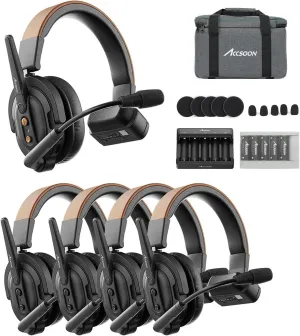 Accsoon Como SE Wireless Headset Intercom System, 5-Person 2.4GHz Full-Duplex Team Communication1312ft Range, Group Talk Headset, 30H  Hour Battery Life, 1 Host & 4 Remote for Real-time Monitoring