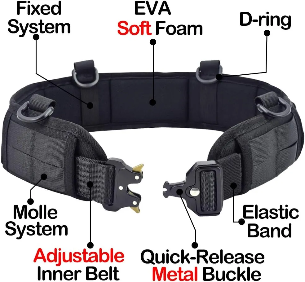 ACTIONUNION Slim Battle Belt Set Airsoft Molle Tactical Combat War Belt