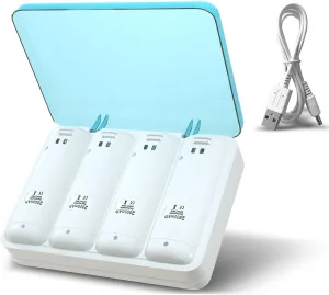 ActZone 4-in-1 Charging Station 4 port Charger Dock Box with 4 Rechargeable 2800 mAh Battery   USB Cable Compatible for Wii/Wii U Remote Controller White