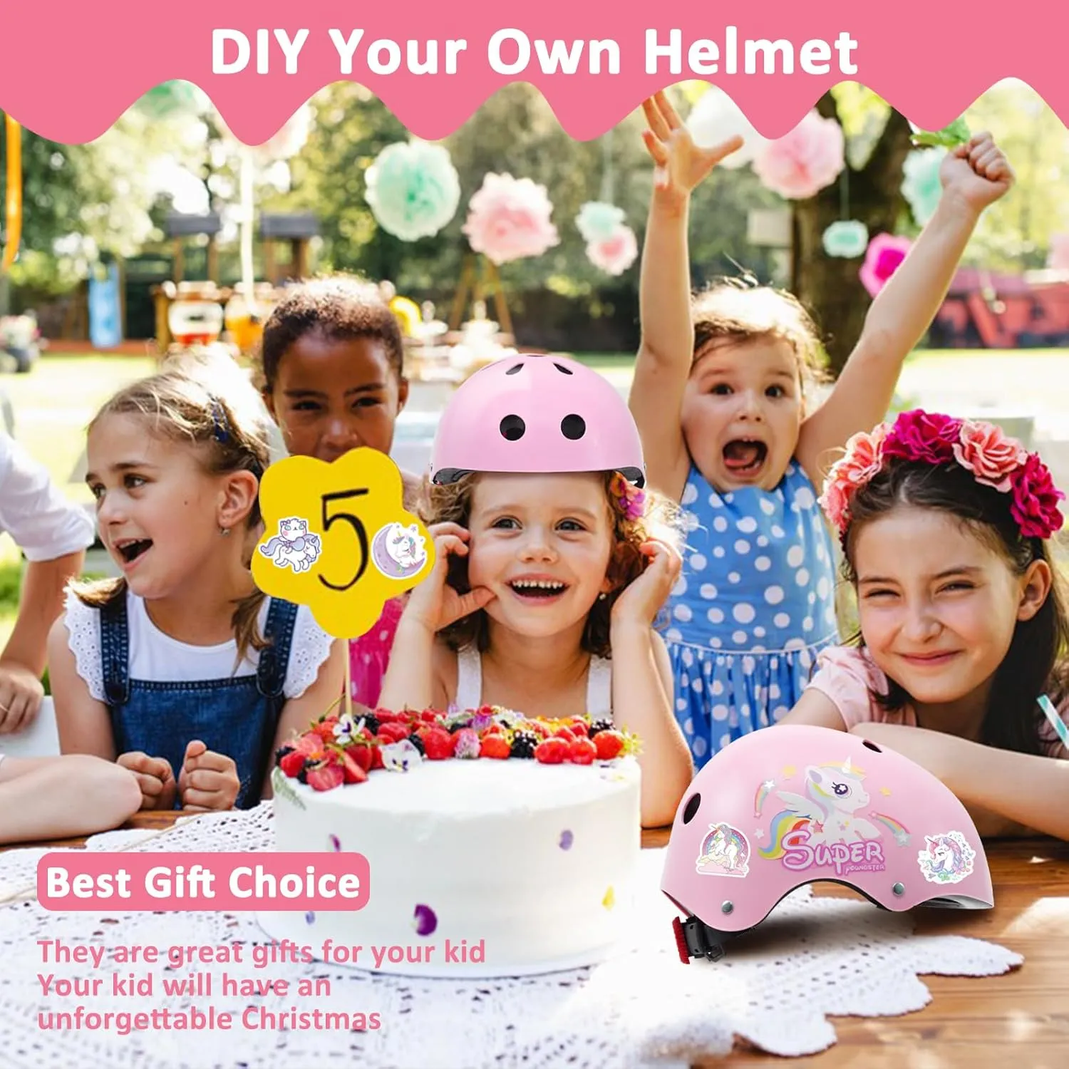 Adjustable Kids Bike Helmet Set with Knee, Elbow and Wrist Pads, Toddler Helmet for Ages 3-5-8-14 Boys Girls, Protective Gear Set for 3-14 Kids & Youth, for Bikes Skateboards Rollerskates