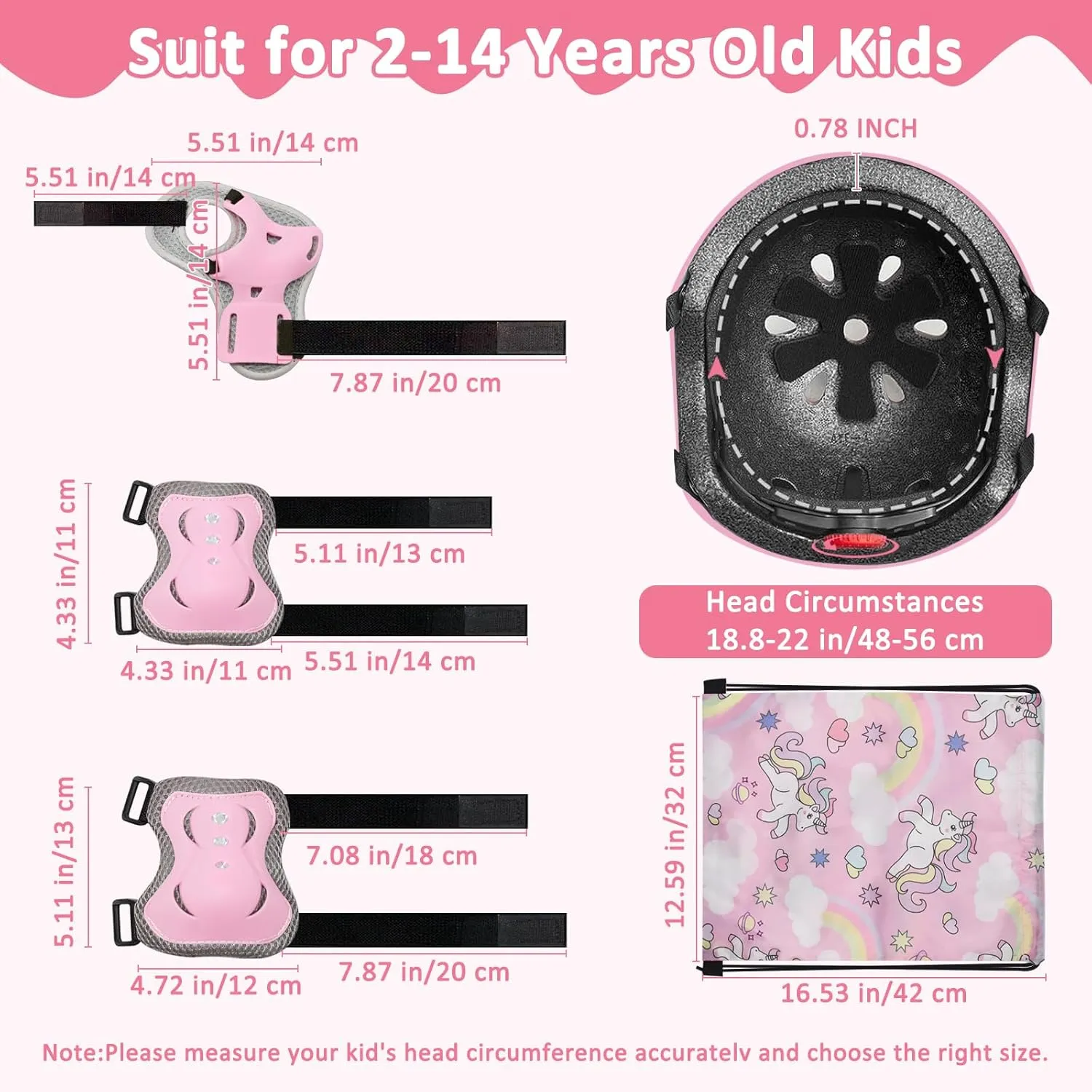 Adjustable Kids Bike Helmet Set with Knee, Elbow and Wrist Pads, Toddler Helmet for Ages 3-5-8-14 Boys Girls, Protective Gear Set for 3-14 Kids & Youth, for Bikes Skateboards Rollerskates
