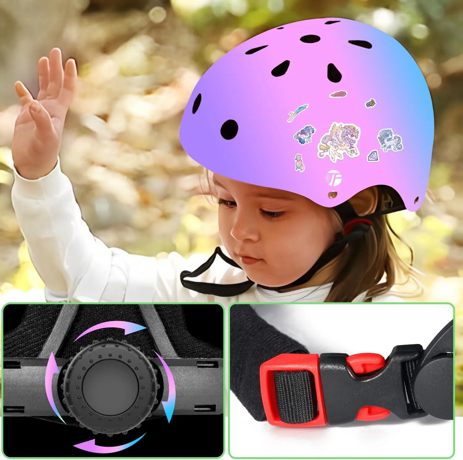 Adjustable Kids Toddler Helmet and Pads Set for 3-5,5-8,8-14 Ages,Skateboard Bike Helmet with Knee Pads,Elbow Pads & Wrist Guards for Boys & Girls,Fit for Skateboard,Skating,Biking,Cycling,Scooter