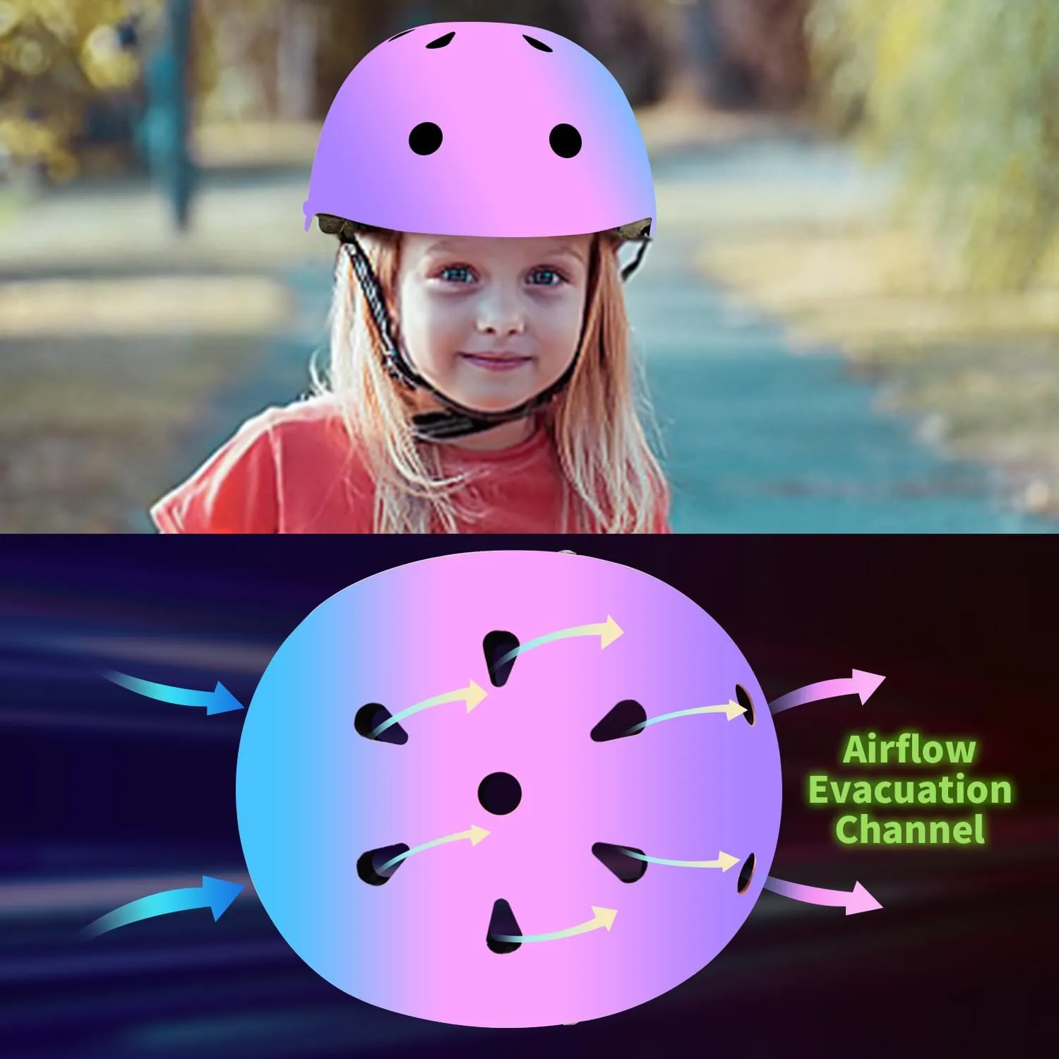 Adjustable Kids Toddler Helmet and Pads Set for 3-5,5-8,8-14 Ages,Skateboard Bike Helmet with Knee Pads,Elbow Pads & Wrist Guards for Boys & Girls,Fit for Skateboard,Skating,Biking,Cycling,Scooter