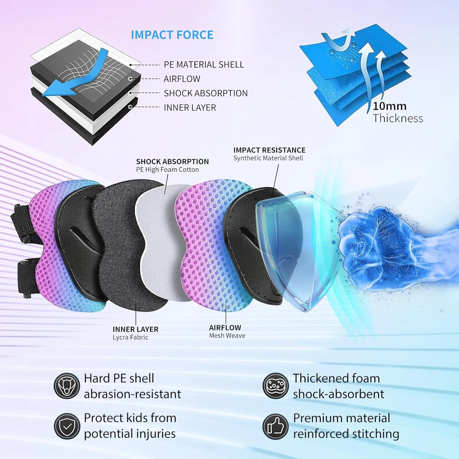 Adjustable Kids Toddler Helmet with Knee Pads,Elbow Pads & Wrist Guards,Bike Helmet for Ages 3-5,5-8,8-14,Boys & Girls Helmets and Pads Set for Skateboard,Skating,Biking,Cycling