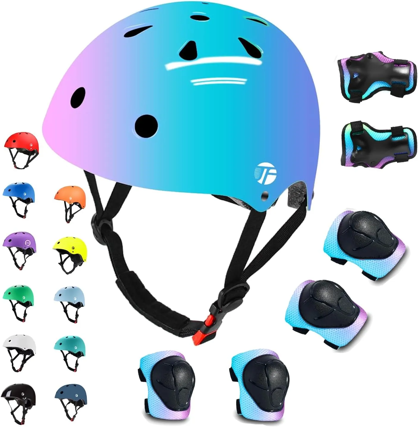 Adjustable Kids Toddler Helmet with Knee Pads,Elbow Pads & Wrist Guards,Bike Helmet for Ages 3-5,5-8,8-14,Boys & Girls Helmets and Pads Set for Skateboard,Skating,Biking,Cycling