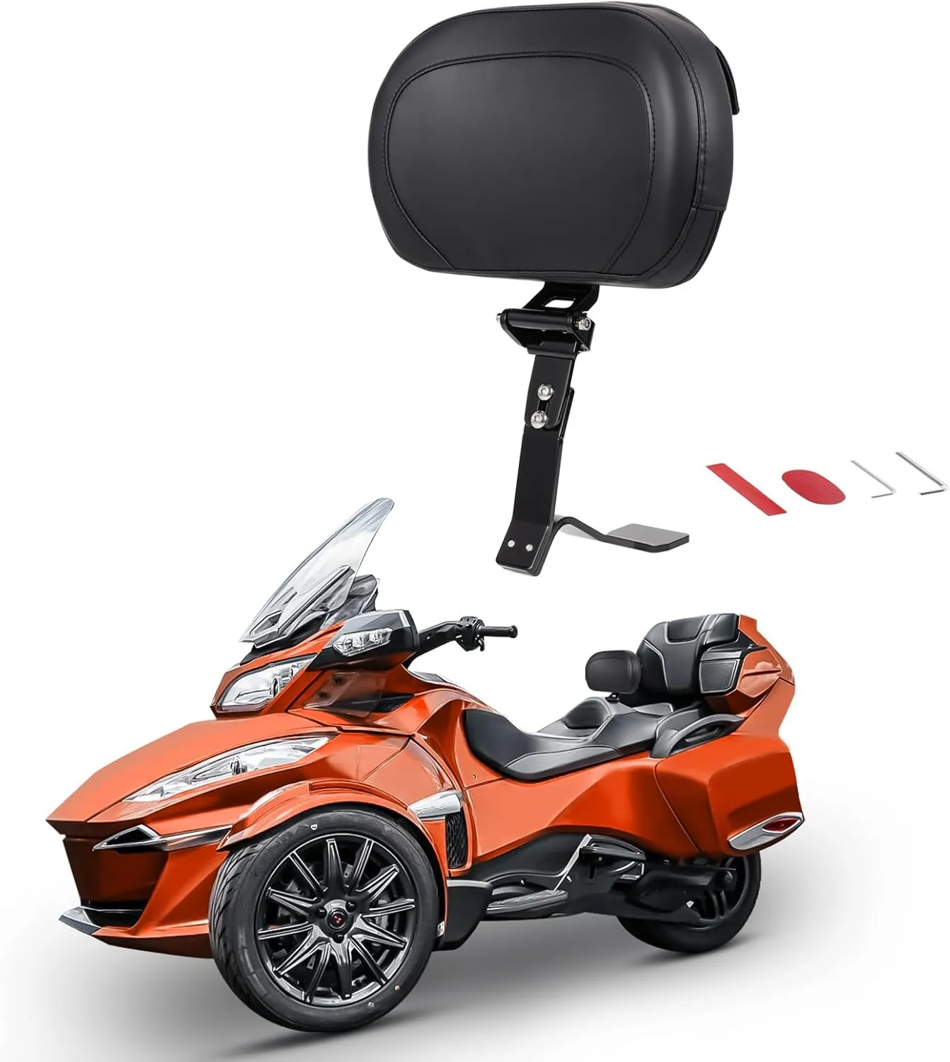 Adjustable Rider Driver Backrest for Can-am Spyder RT RT-S RT Limited 2010-2019, for Spyder Backrest Pad Mounting Kit with Storage Pouch,Black