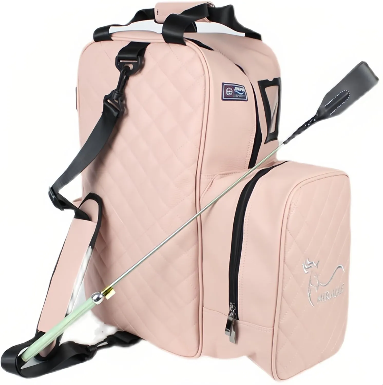 Adults Men Women Large Capacity Horse Riding Bag, Waterproof Riding Helmet Holder,English Equestrian Storage Bag Carry All (Only Bag) (Pink)
