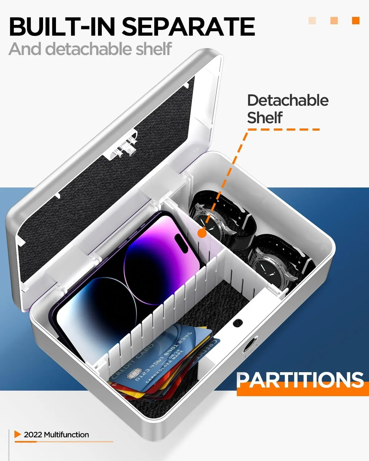 AICase Biometric Fingerprint Storage Box Portable Money Jewelry Combination Lock for Car Home Office Travel