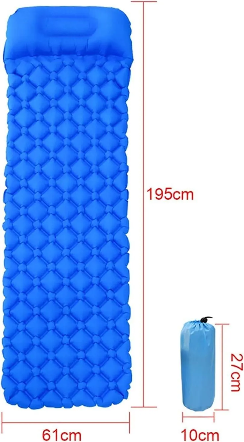 Air Mattress Tent Inflatable Outdoor Camping Moisture-Proof Sleeping Mat W/Bag Camping Portable (Color : Navy Blue)