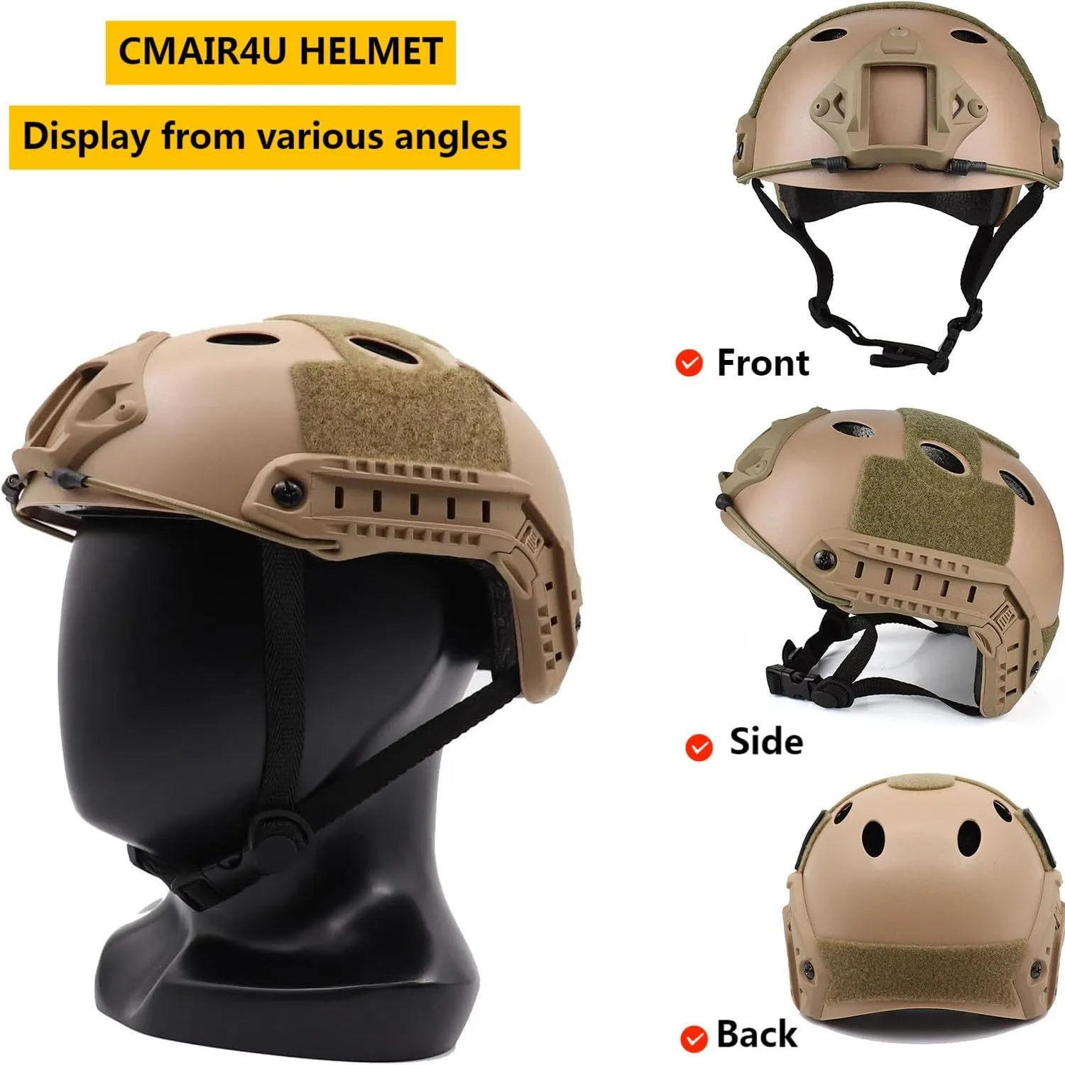 Airsoft Fast Helmet with Helmet Cover,PJ Type Tactical Helmet with Front NVG Mount and Side Rail,Military Tactical Airsoft Gear