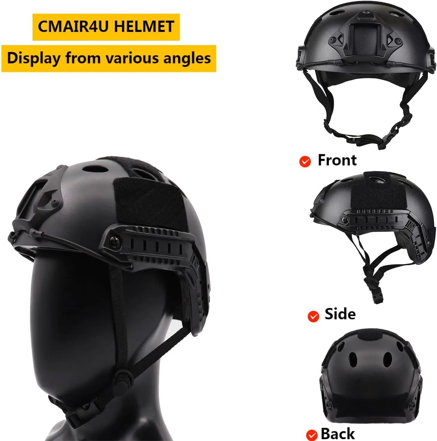Airsoft Fast Helmet with Helmet Cover,PJ Type Tactical Helmet with Front NVG Mount and Side Rail,Military Tactical Airsoft Gear