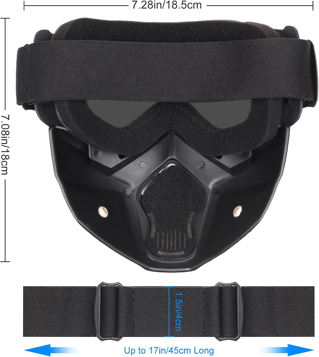 Airsoft Helmet and Mask, Full Face Mask with Detachable Goggles, Paintball Black Helmet with NVG Mount and Side Rail, Military Tactical Gear