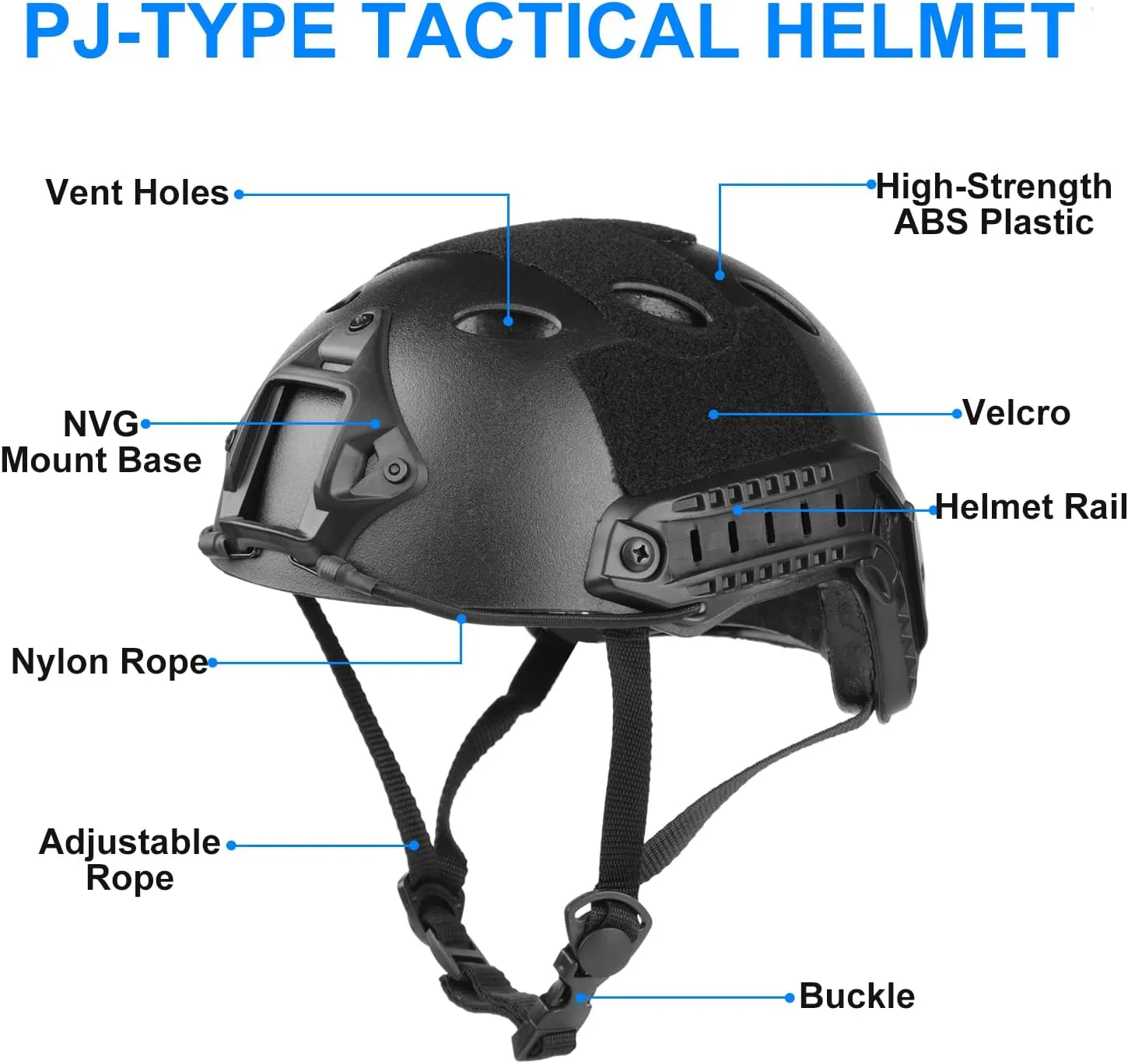 Airsoft Helmet and Mask, Full Face Mask with Detachable Goggles, Paintball Black Helmet with NVG Mount and Side Rail, Military Tactical Gear