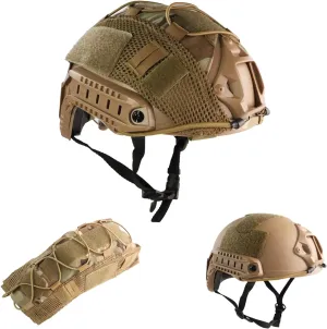 Airsoft Helmet, PJ Type Tactical Fast Helmet with Cover, Paintball Military Tactical Gear with Front NVG Mount Side Rail and Breathable Vent Holes for Cosplay Outdoor Activities
