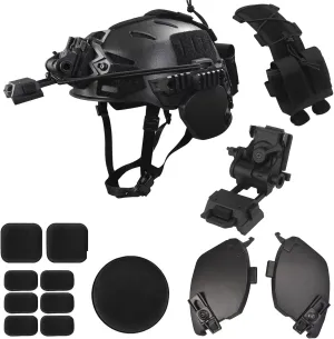 Airsoft Helmet Set with Rail 3.0,Adjustable Chin Strap/Protective Ear Side Cover/Night Vision Mount and Tactical Helmet Battery Pouch Counterweight Pouch