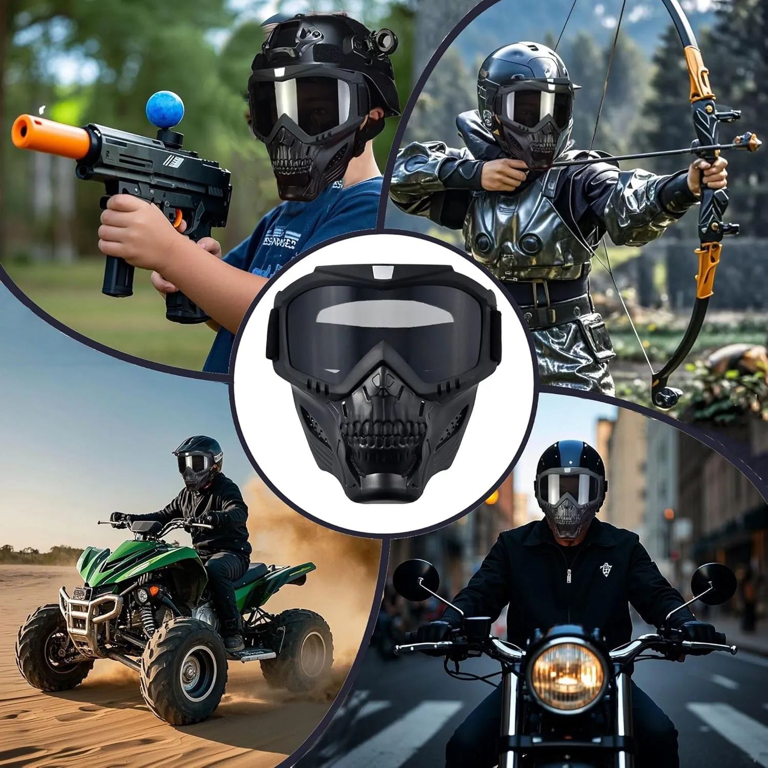 Airsoft Tactical Helmet, Full Face Mask for Men, Paintball Helmet, NVG Mount and Side Rails, Adjustable Strap - Complete Tactical Gear for Cosplay and Movie Props