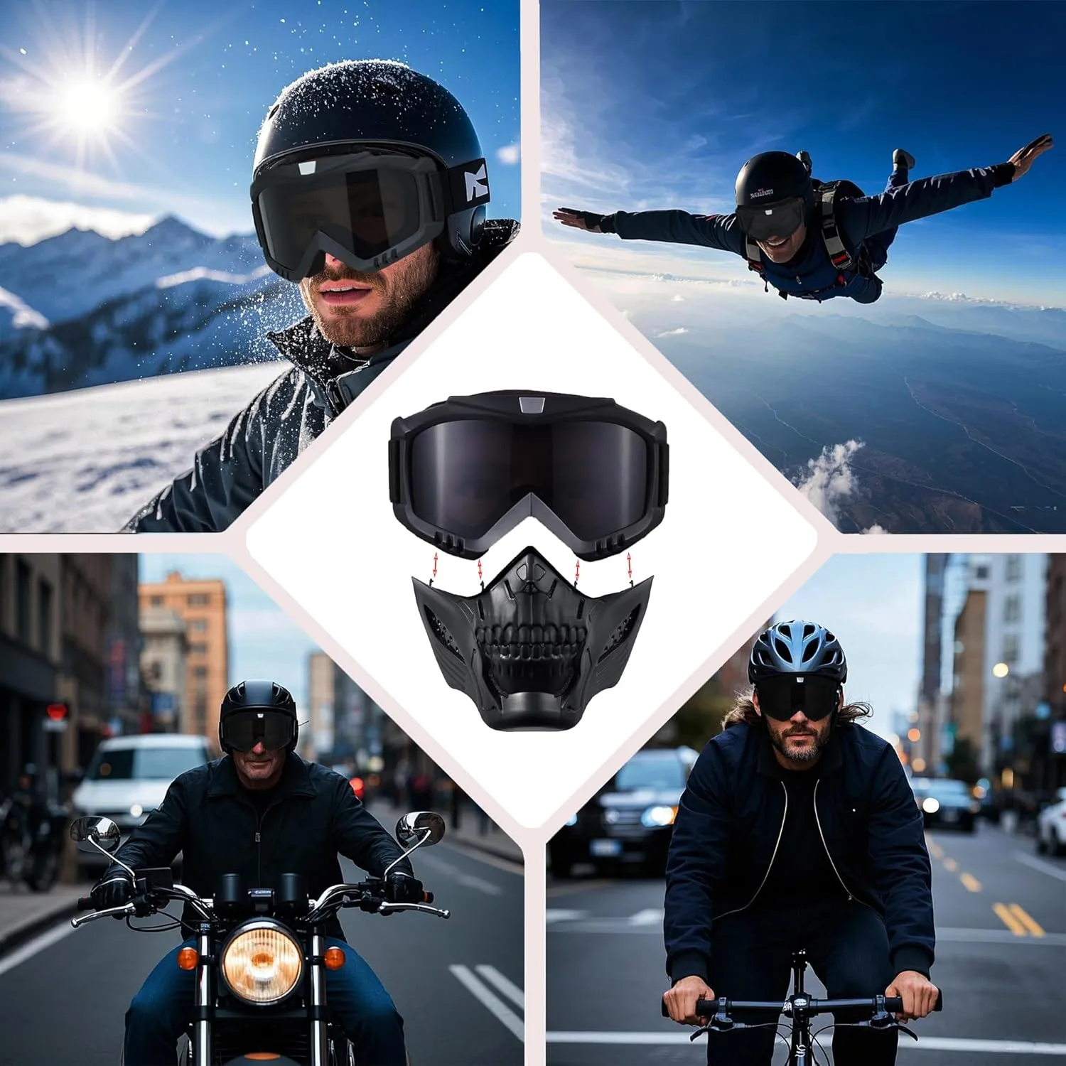 Airsoft Tactical Helmet, Full Face Mask for Men, Paintball Helmet, NVG Mount and Side Rails, Adjustable Strap - Complete Tactical Gear for Cosplay and Movie Props