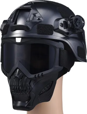 Airsoft Tactical Helmet, Full Face Mask for Men, Paintball Helmet, NVG Mount and Side Rails, Adjustable Strap - Complete Tactical Gear for Cosplay and Movie Props