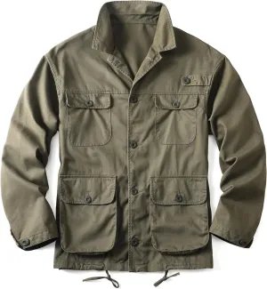 AKHKING Men's Camo Jacket M65 BDU Military Field Jacket Cotton Tactical Combat With Multi-Pockets Coat