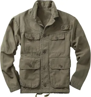 AKHKING Men's Camo Jacket M65 BDU Military Field Jacket Cotton Tactical Combat With Multi-Pockets Coat