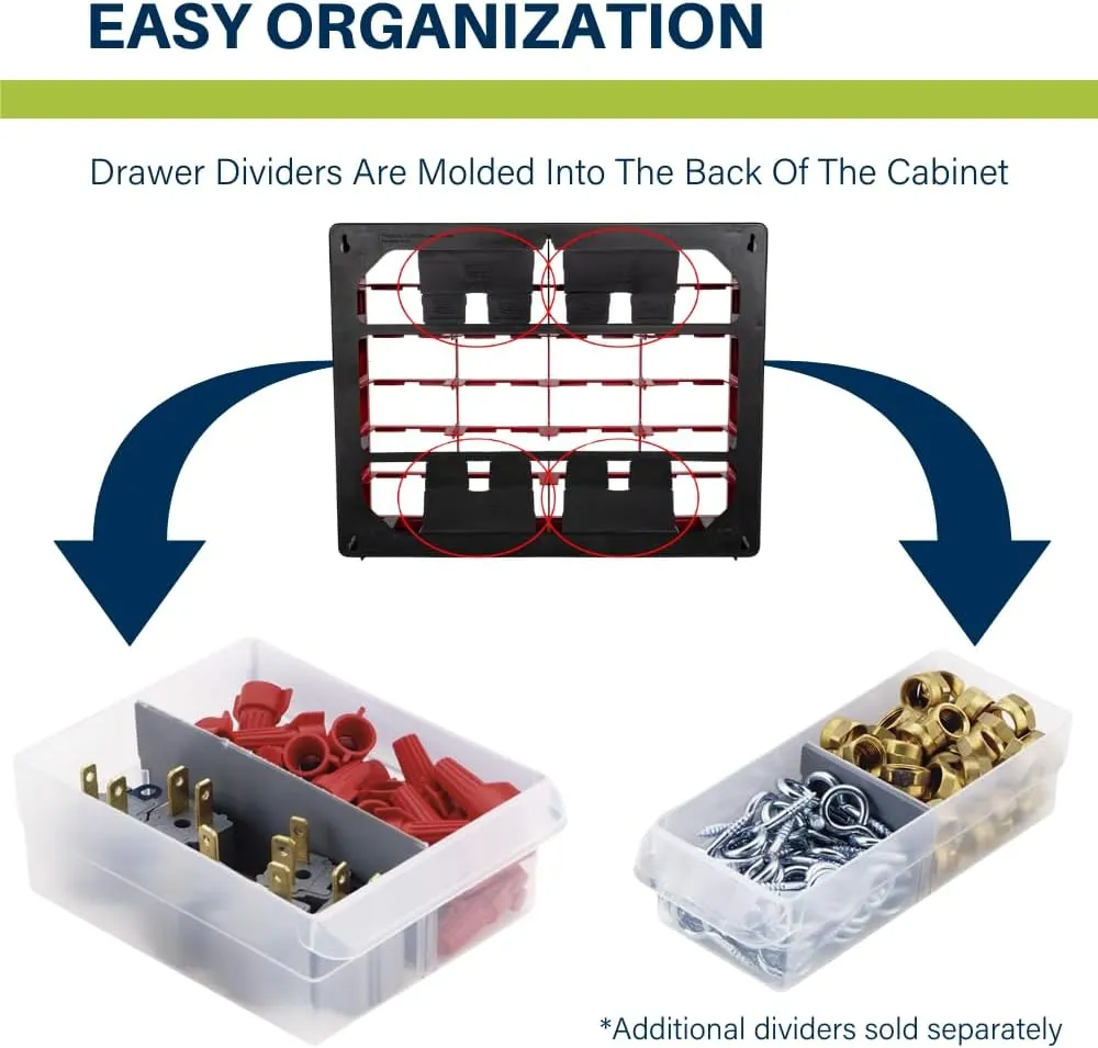 Akro-Mils 44-Drawer Plastic Drawer Storage Cabinet for Garage Organization, Bead Organizer, Building Bricks Storage, Teacher Toolbox, Makeup Organizer, 20-Inch W x 6-Inch D x 16-Inch H, 10144 Black
